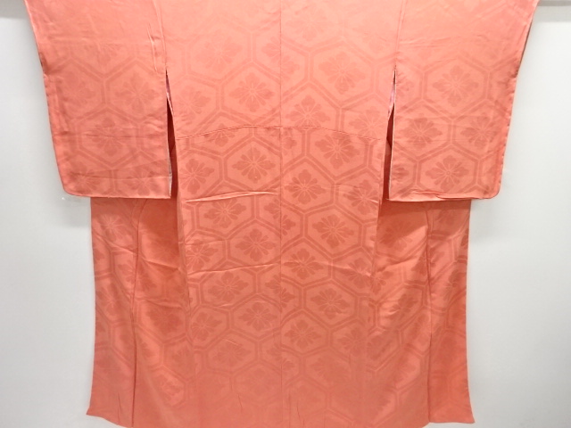 JAPANESE KIMONO / ANTIQUE KIMONO / SILK / MON KINSHA / WOVEN KIKKO WITH FLOWER